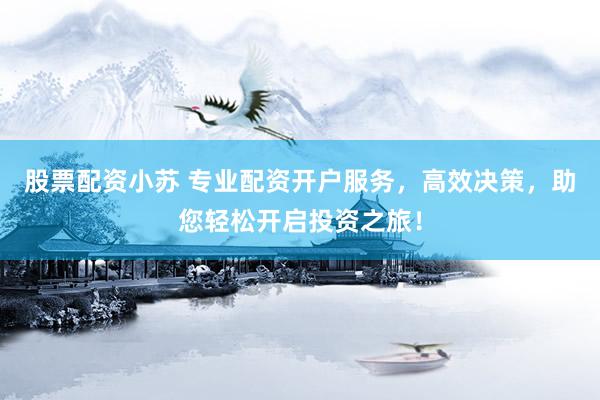 股票配资小苏 专业配资开户服务，高效决策，助您轻松开启投资之旅！